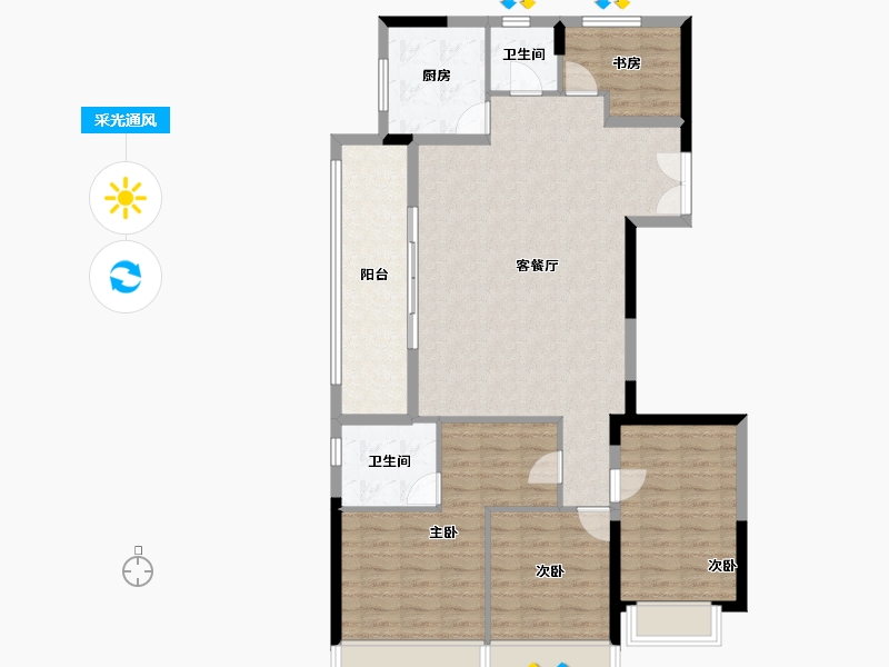 浙江省-温州市-世茂璀璨瓯江-111.20-户型库-采光通风