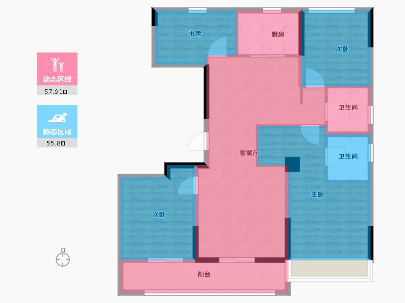 浙江省-温州市-绿城锦玉潮明-101.46-户型库-动静分区