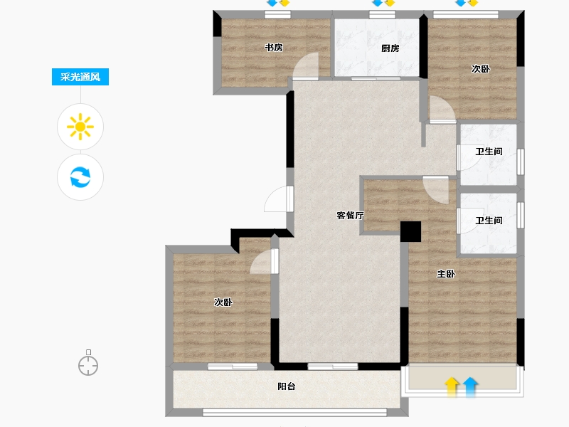 浙江省-温州市-绿城锦玉潮明-101.46-户型库-采光通风