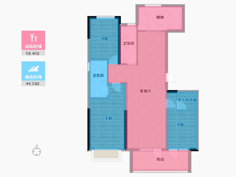 山东省-烟台市-绿城桂语江南-92.00-户型库-动静分区