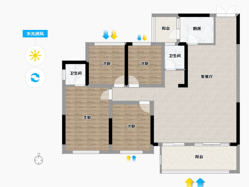 四川省-巴中市-国盛首府-133.54-户型库-采光通风