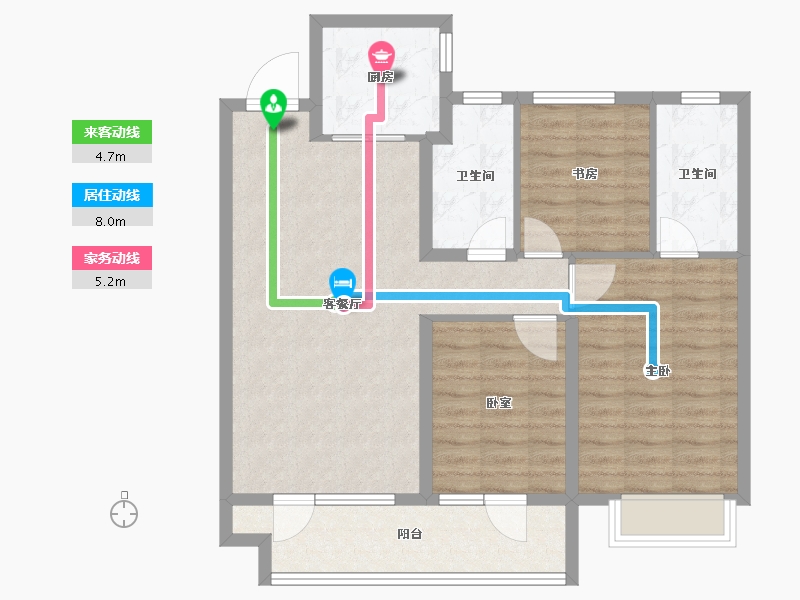 山东省-烟台市-鲁商金茂观海印象-88.00-户型库-动静线