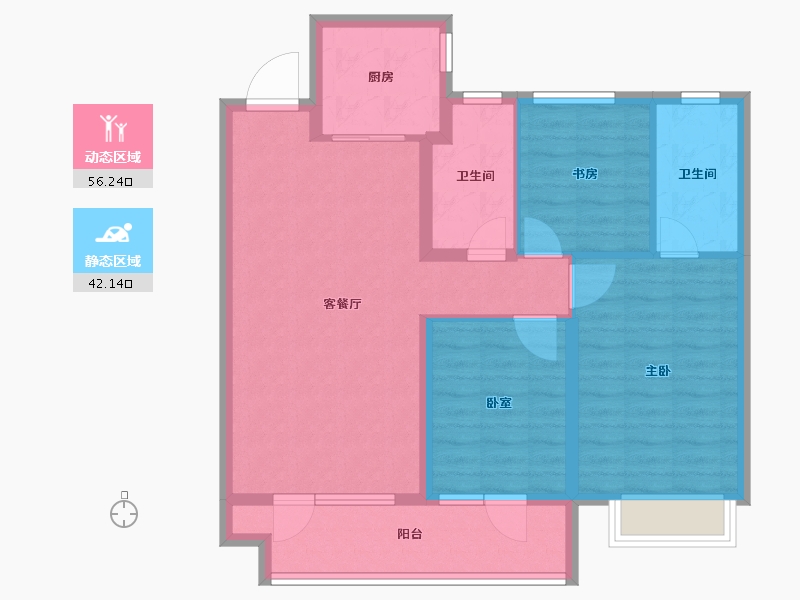 山东省-烟台市-鲁商金茂观海印象-88.00-户型库-动静分区