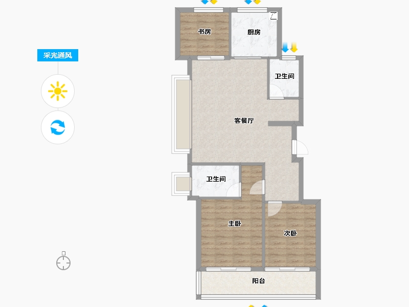 浙江省-宁波市-绿城·春来云潮-84.01-户型库-采光通风