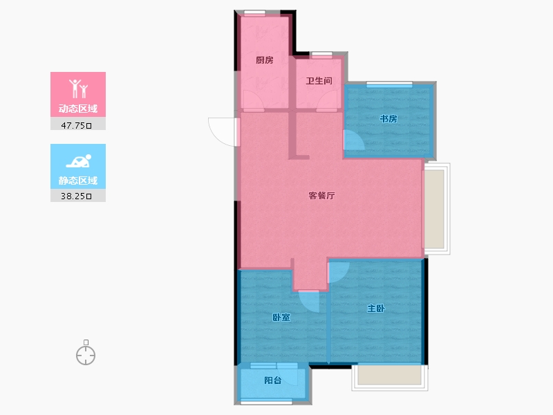 山东省-烟台市-龙湖悠山郡-77.60-户型库-动静分区