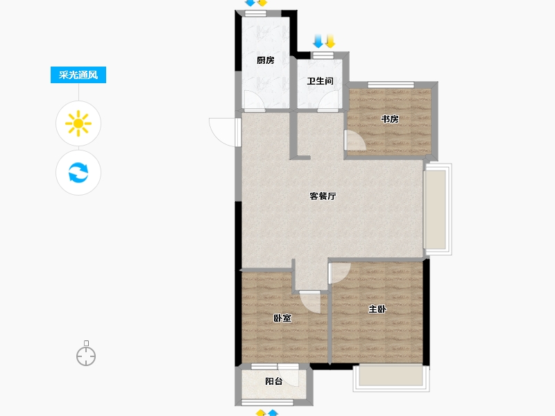 山东省-烟台市-龙湖悠山郡-77.60-户型库-采光通风