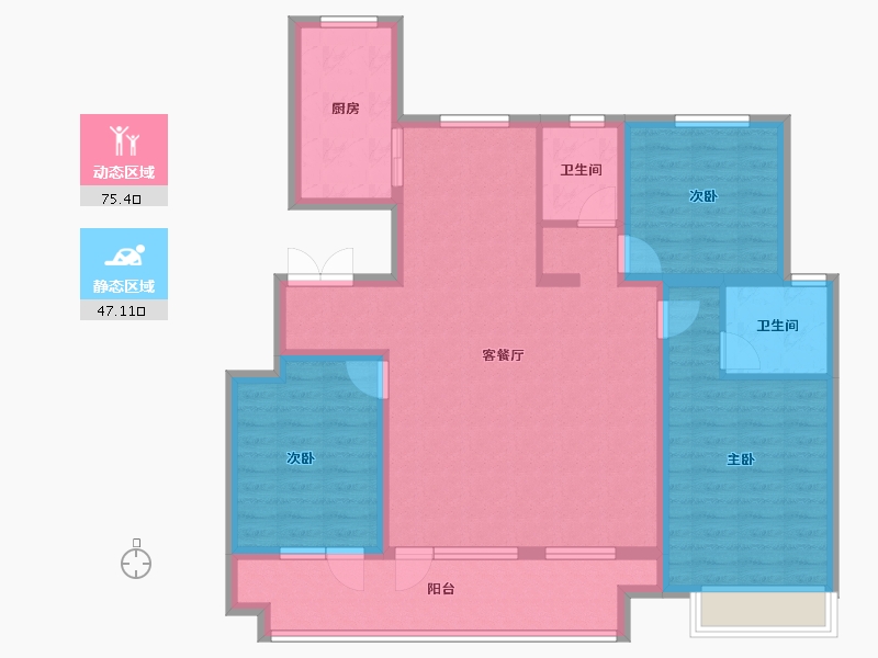 山东省-烟台市-华星中瑞北欧公园-109.48-户型库-动静分区