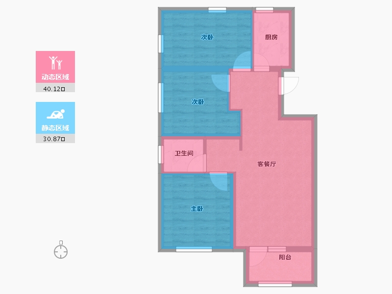 辽宁省-沈阳市-荣盛和悦名邸-62.64-户型库-动静分区