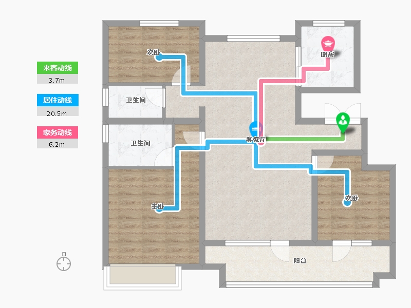 山东省-烟台市-华星中瑞北欧公园-98.05-户型库-动静线