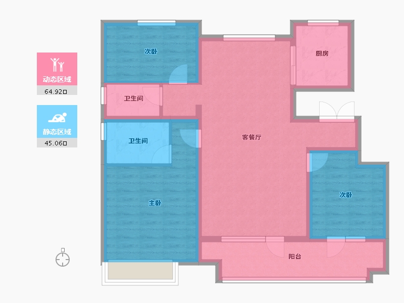 山东省-烟台市-华星中瑞北欧公园-98.05-户型库-动静分区