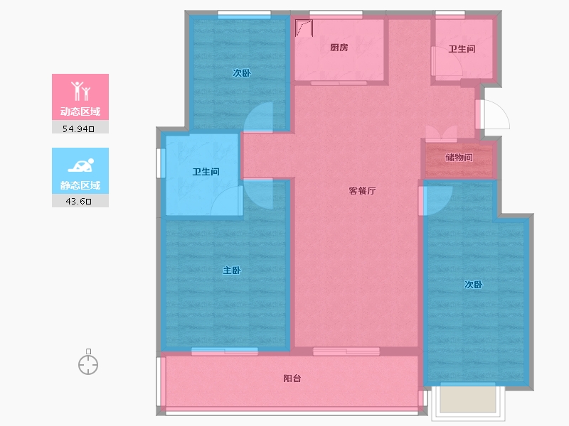 浙江省-宁波市-绿城·春来云潮-88.00-户型库-动静分区