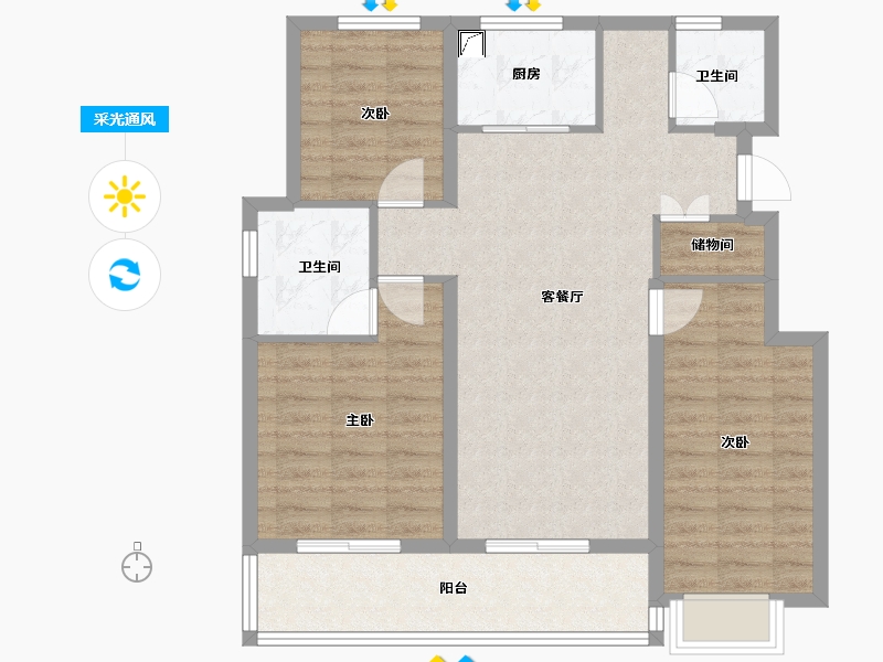 浙江省-宁波市-绿城·春来云潮-88.00-户型库-采光通风