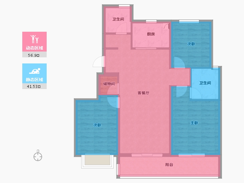 浙江省-宁波市-绿城·春来云潮-88.00-户型库-动静分区