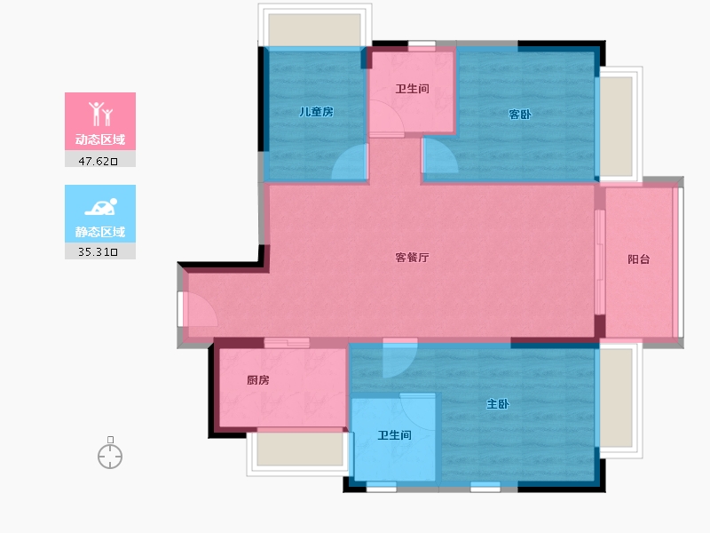 广东省-东莞市-碧桂园·松湖明珠-74.39-户型库-动静分区