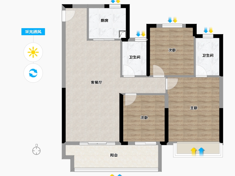 江苏省-常州市-中梁金科启宸-93.60-户型库-采光通风