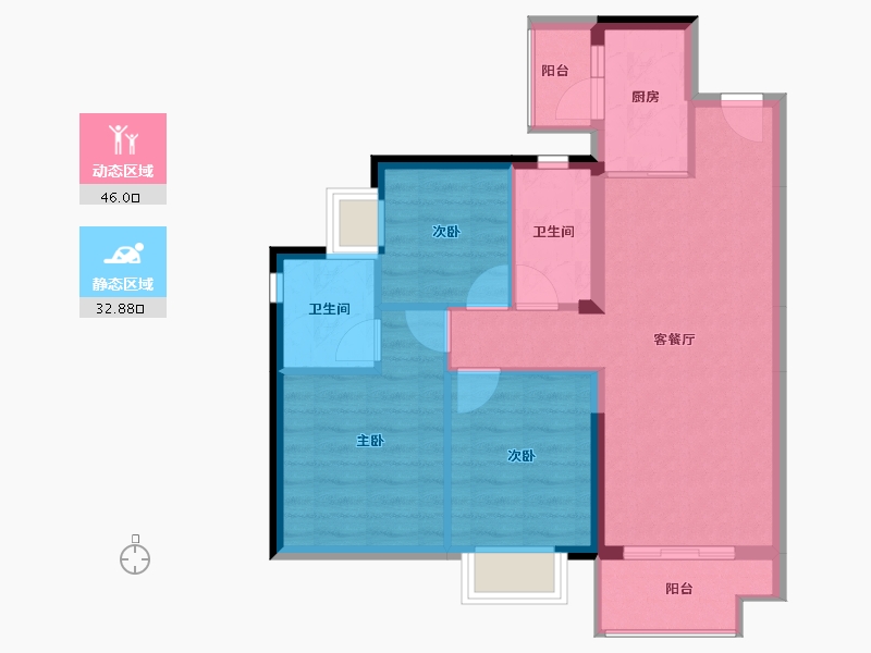 广东省-东莞市-招商雍景湾-70.61-户型库-动静分区