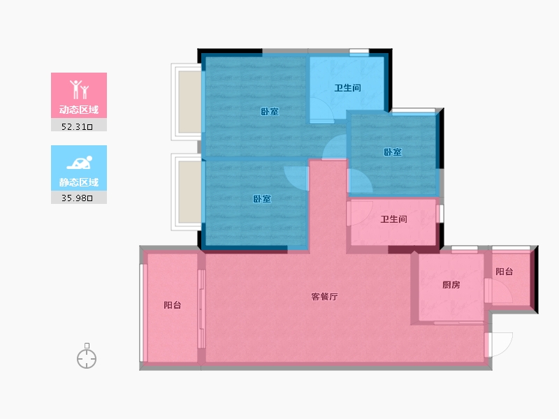 广东省-东莞市-碧桂园狮子洋二期-78.87-户型库-动静分区