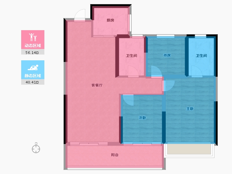 浙江省-温州市-世茂璀璨瓯江-86.40-户型库-动静分区