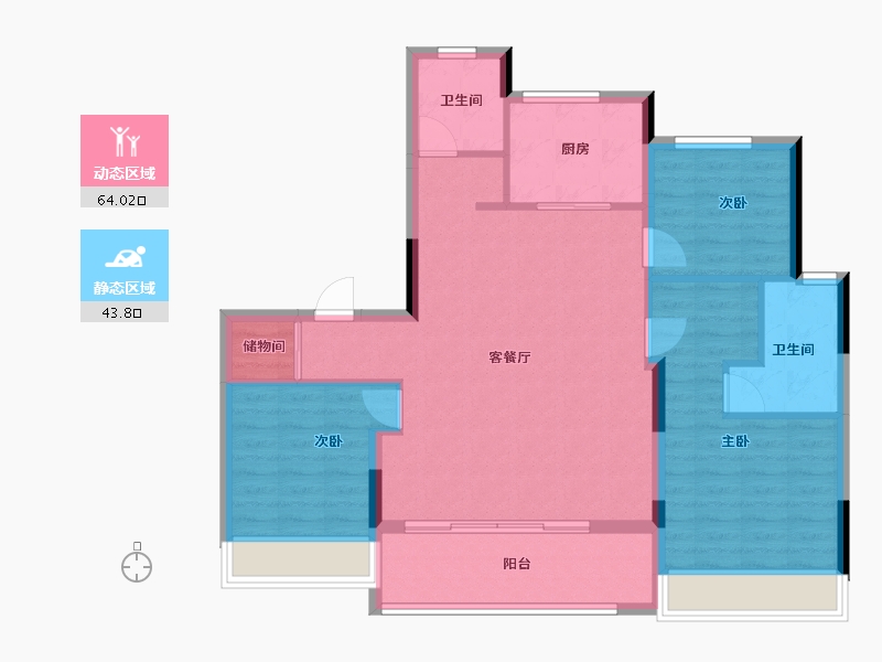 浙江省-温州市-乐宸府-97.60-户型库-动静分区