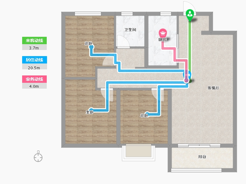 河北省-石家庄市-地铁·万科蓝湾-84.00-户型库-动静线