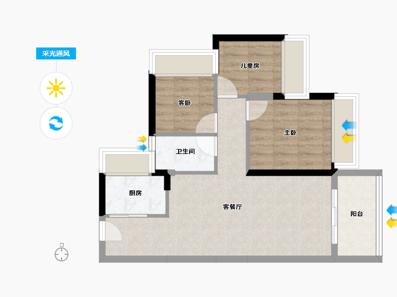 广东省-东莞市-碧桂园·松湖明珠-59.40-户型库-采光通风