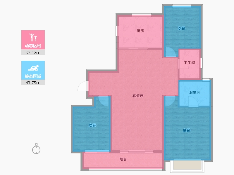 河北省-石家庄市-中海云锦-95.75-户型库-动静分区