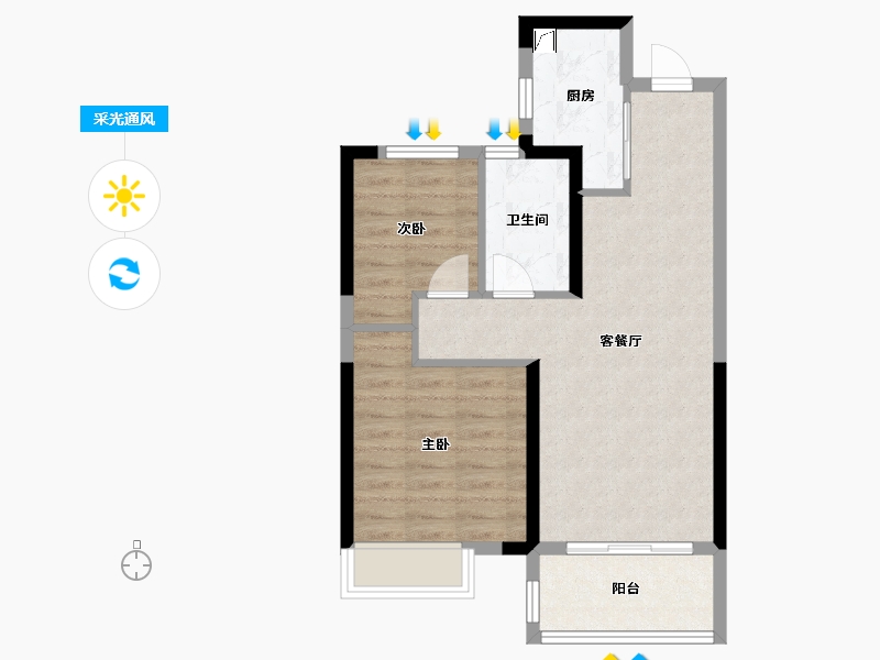 湖北省-武汉市-海伦堡大城小院-60.00-户型库-采光通风