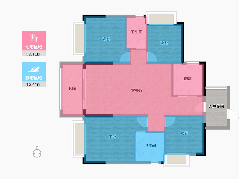 广东省-东莞市-碧桂园狮子洋二期-97.95-户型库-动静分区