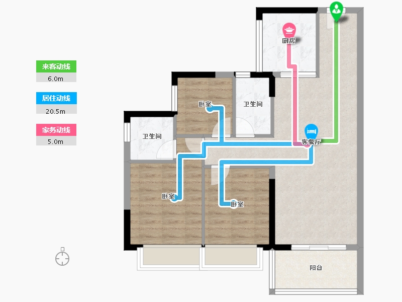 广东省-东莞市-碧桂园柏丽湾二期-77.53-户型库-动静线