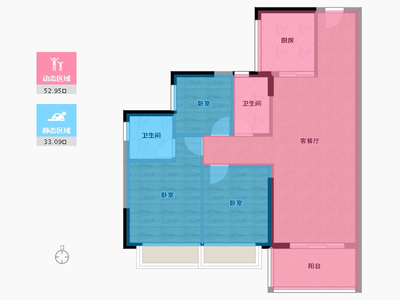 广东省-东莞市-碧桂园柏丽湾二期-77.53-户型库-动静分区