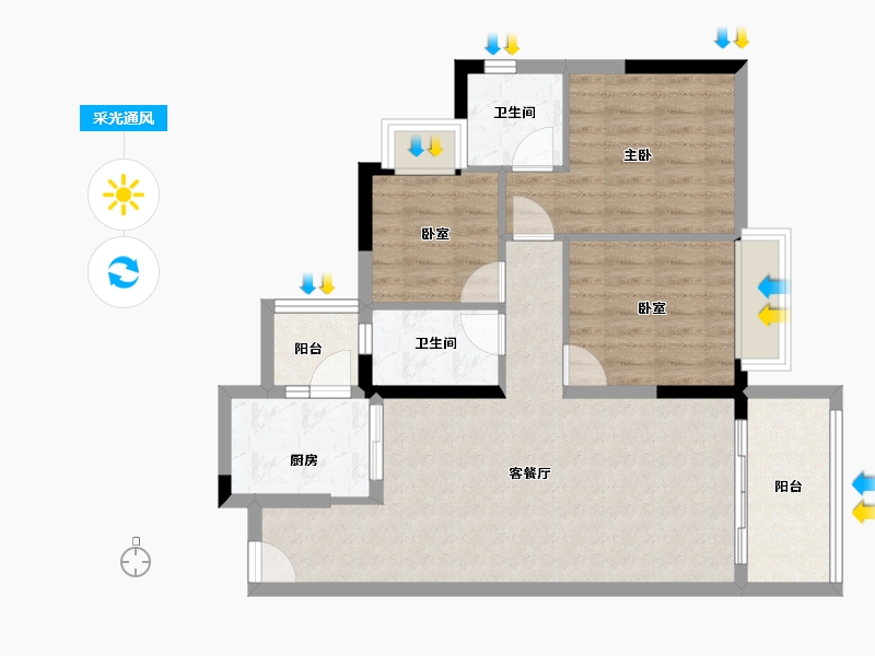 广东省-东莞市-碧桂园狮子洋二期-78.86-户型库-采光通风