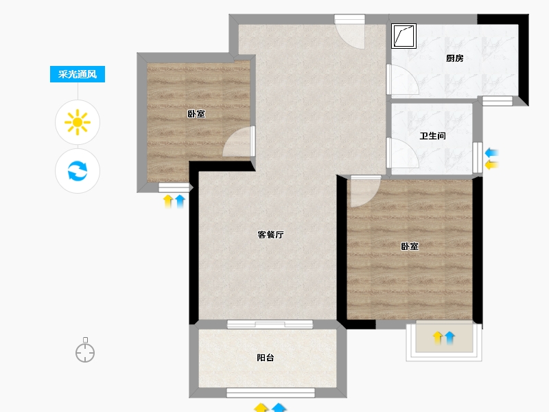 湖北省-武汉市-兰江公园里-63.00-户型库-采光通风