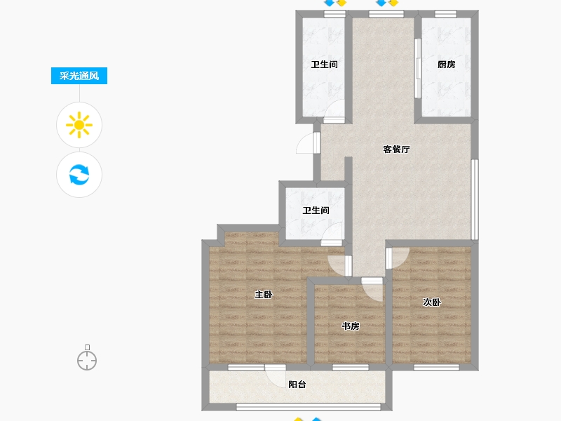 山东省-烟台市-鑫发小区东区-90.00-户型库-采光通风