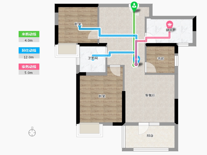 湖北省-武汉市-兰江公园里-70.00-户型库-动静线