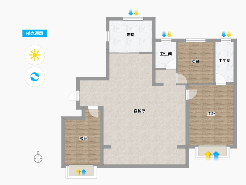 河北省-石家庄市-中海云锦-104.76-户型库-采光通风