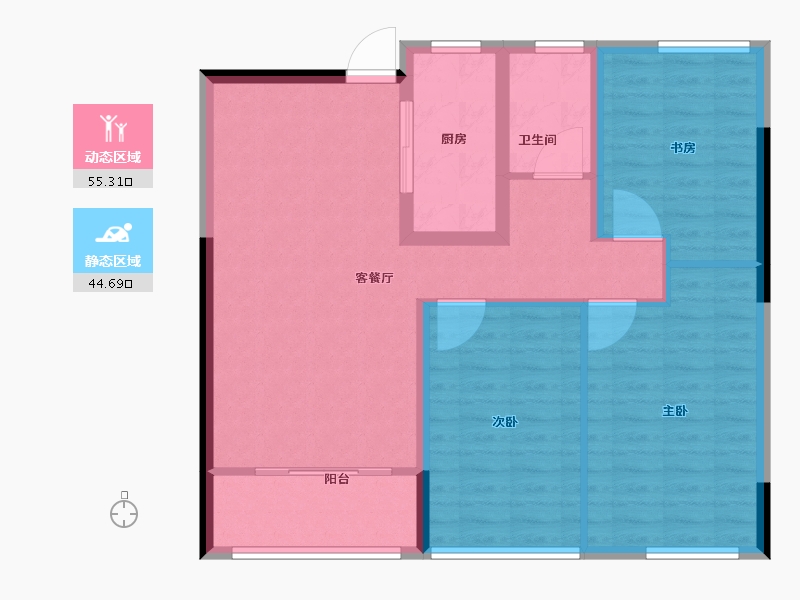 山东省-潍坊市-富丽世家-90.40-户型库-动静分区