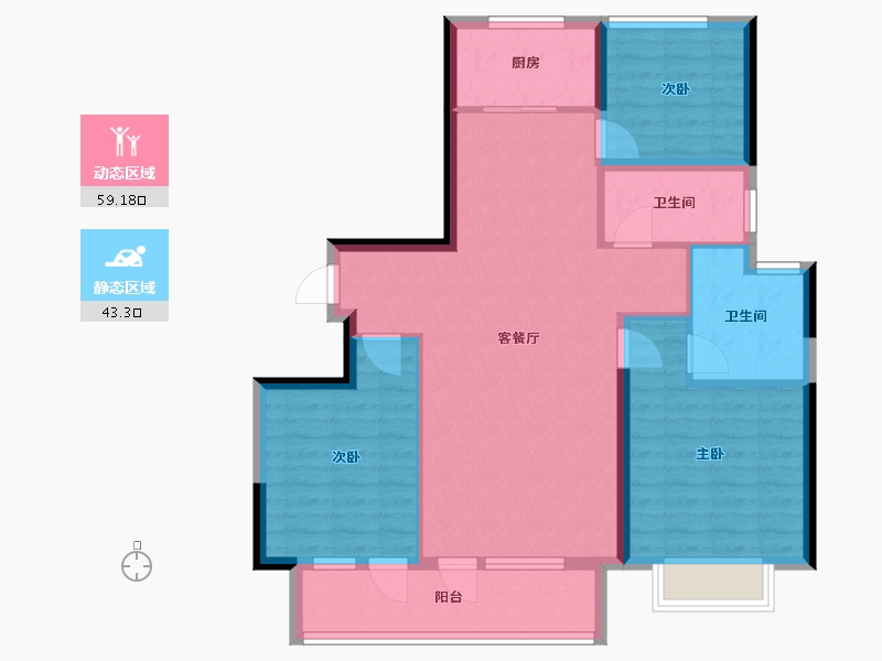 山东省-烟台市-绿城桂语江南-92.00-户型库-动静分区