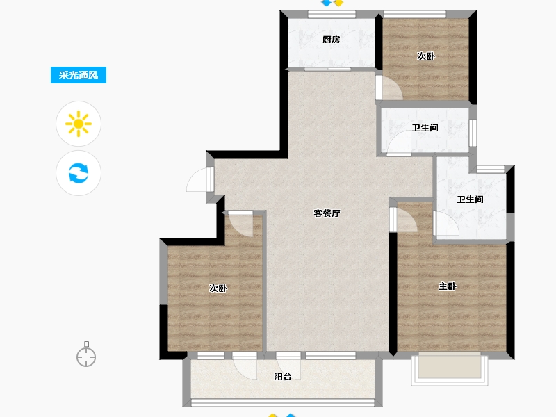 山东省-烟台市-绿城桂语江南-92.00-户型库-采光通风