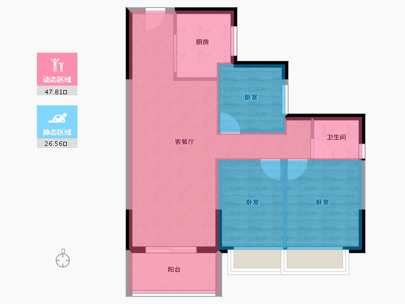 广东省-东莞市-碧桂园柏丽湾二期-66.77-户型库-动静分区