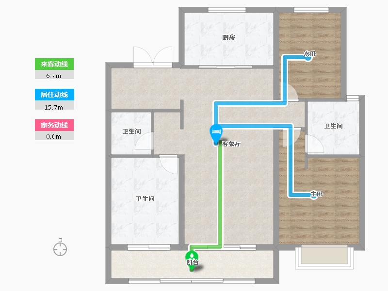 河北省-石家庄市-地铁·万科蓝湾-104.80-户型库-动静线