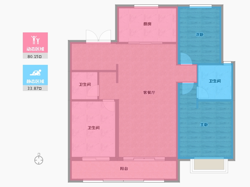 河北省-石家庄市-地铁·万科蓝湾-104.80-户型库-动静分区