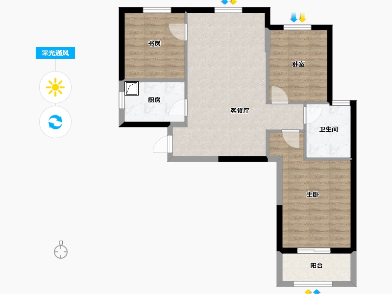 湖北省-武汉市-时代花园东区-75.00-户型库-采光通风