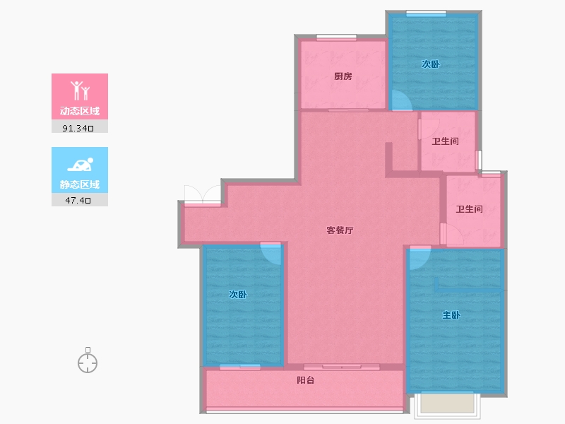 陕西省-西安市-富力开远城-125.52-户型库-动静分区