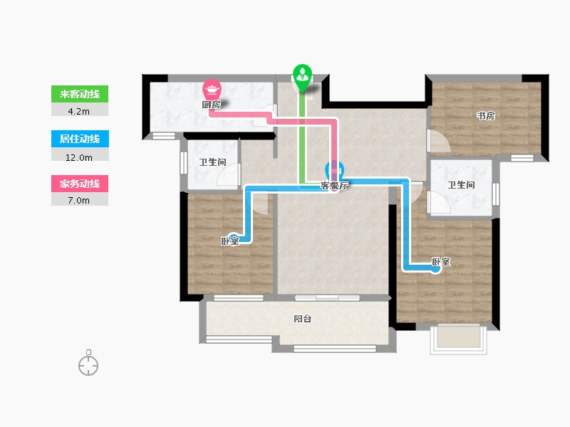 湖北省-武汉市-兰江公园里-91.00-户型库-动静线