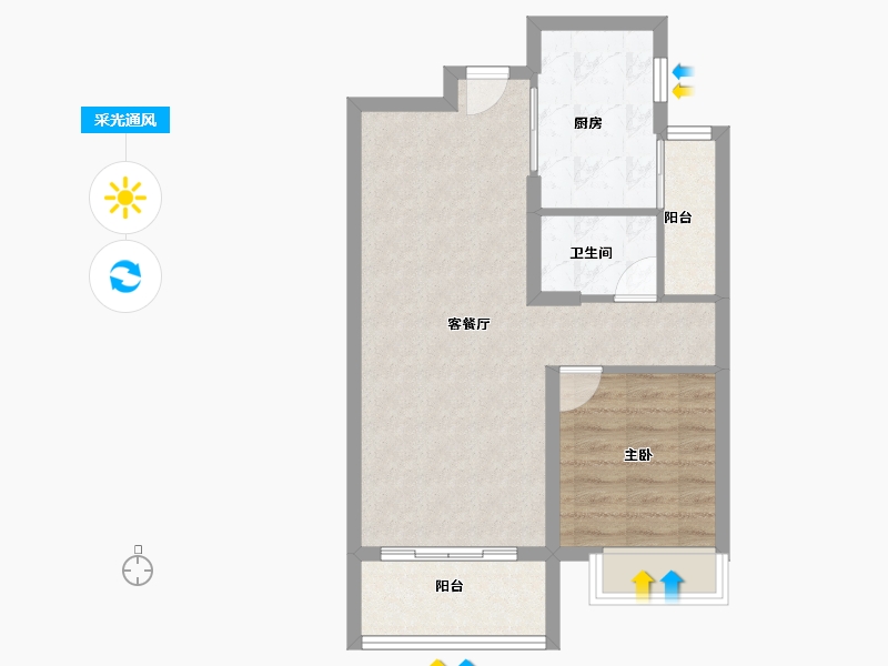 陕西省-西安市-富力开远城-60.70-户型库-采光通风