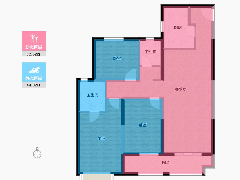 陕西省-咸阳市-旭辉江山阅-96.00-户型库-动静分区