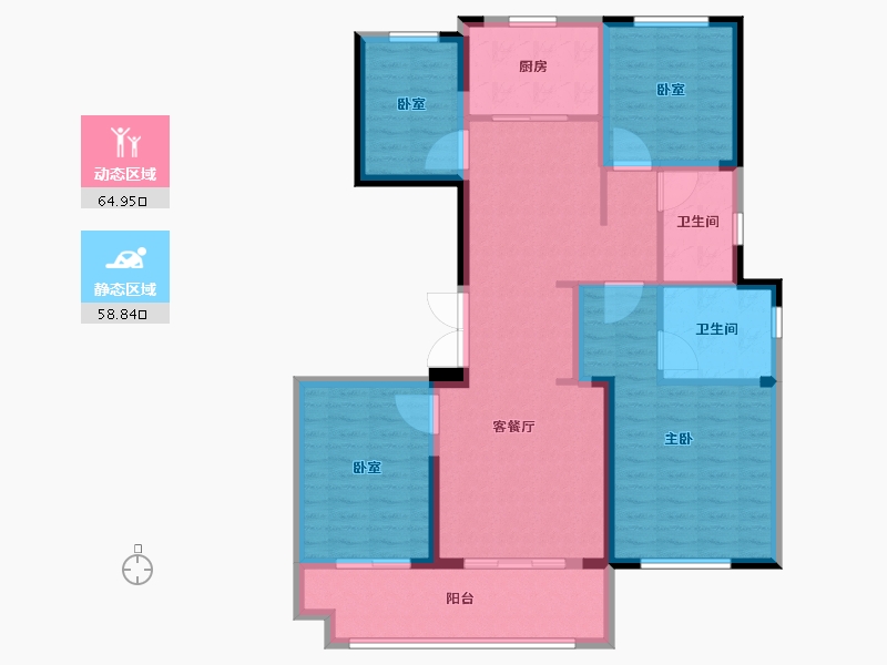 陕西省-咸阳市-中天诚品-111.21-户型库-动静分区