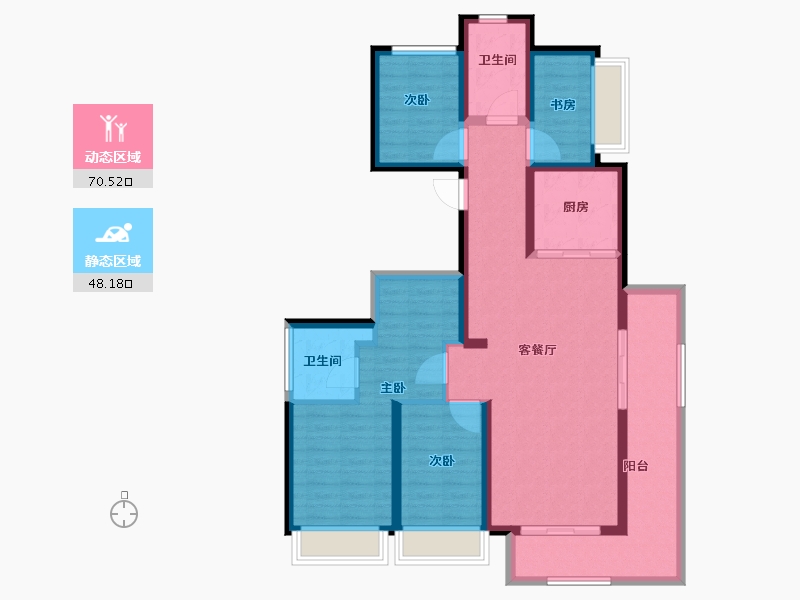 河南省-郑州市-大正·水晶森林-105.36-户型库-动静分区