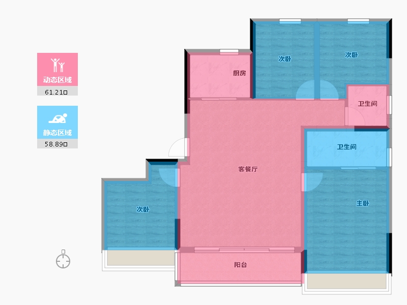 浙江省-温州市-绿城锦玉潮明-108.80-户型库-动静分区