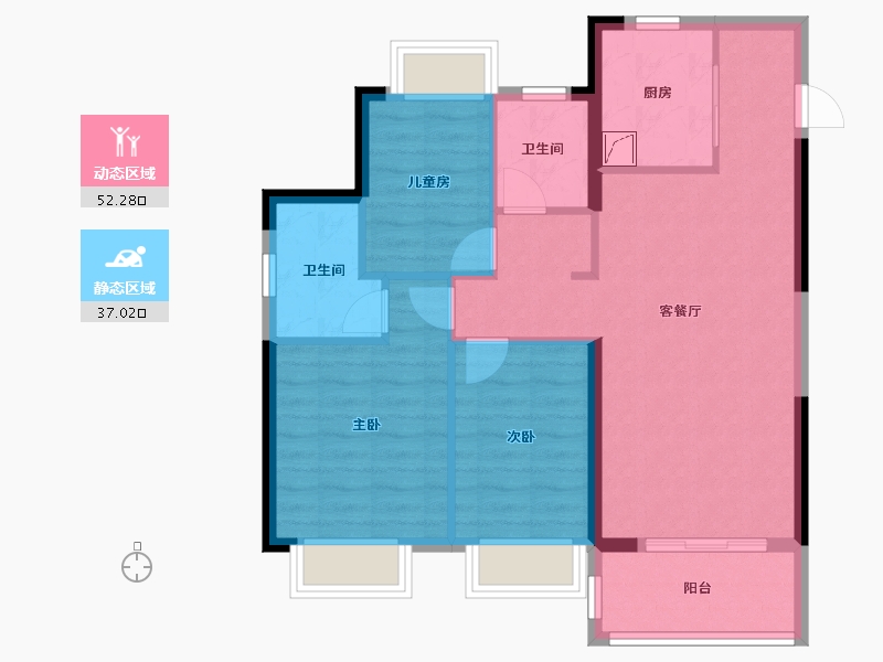 湖北省-武汉市-海伦堡大城小院-80.00-户型库-动静分区